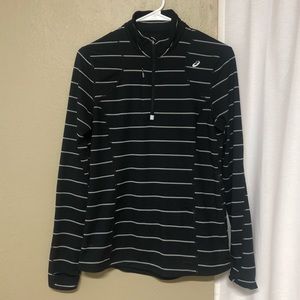 ASICS Women’s Black Striped Quarter Zip